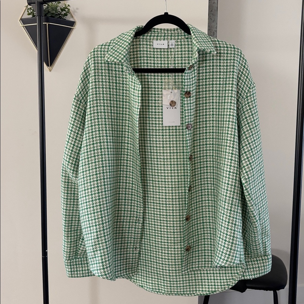 Green Houndstooth Shacket